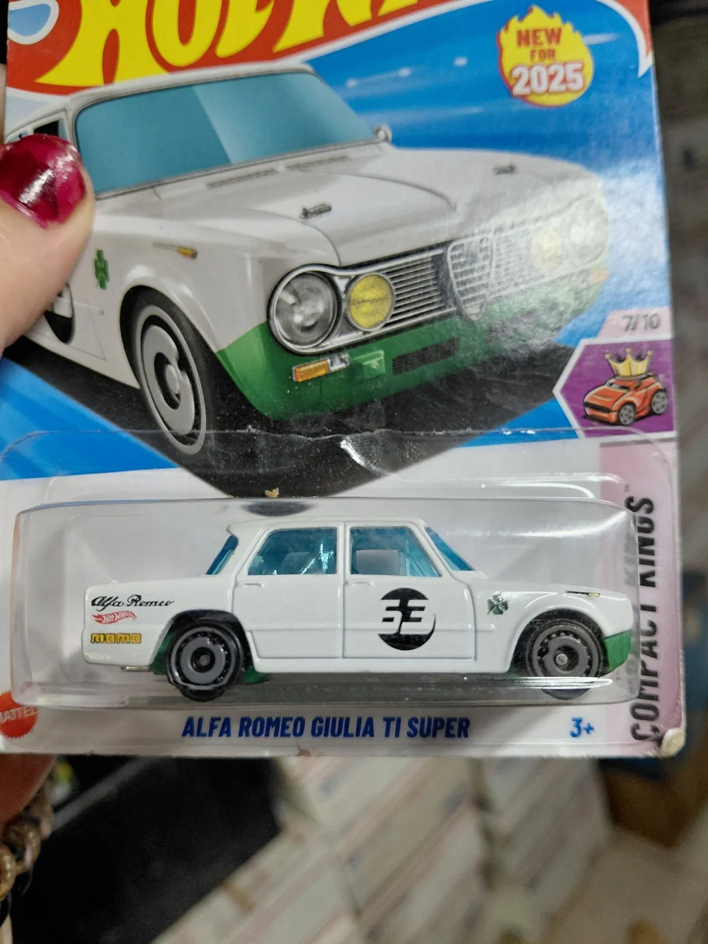Hot Wheels 1963 Alfa Romeo Giulia TI Super from the 2025 Compact Kings series (c